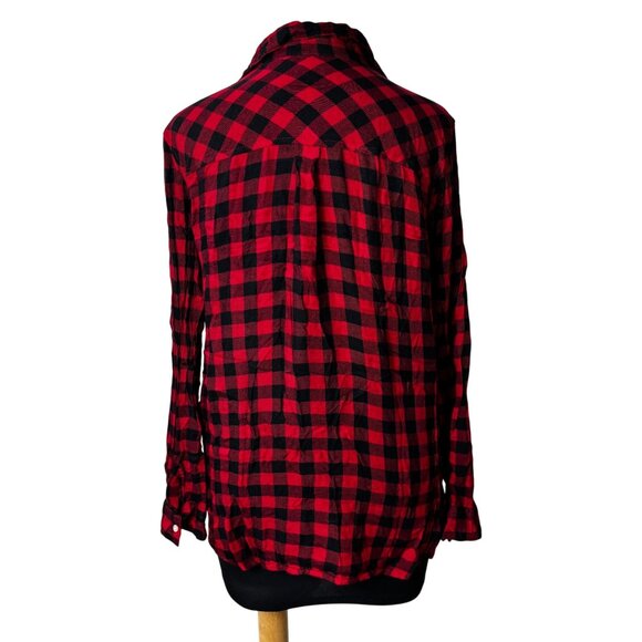 Old Navy Red & Black Plaid Button-Up Shirt  M - Picture 3 of 11